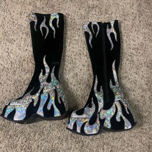 Dolls Kill Club Exx Dance floor Inferno boots. Size 10